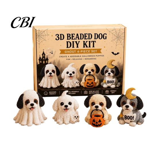 Jewelry Making Supplies for Group Activity 3D Halloween Dog DIY Art Set, Beaded Puppy Craft Kit, Cute Plastic Beads Crafts Animal Kit Beginners