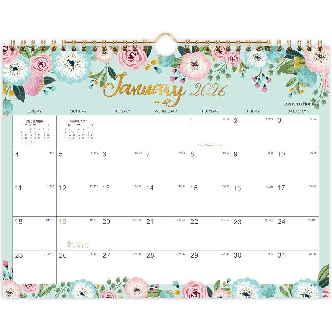 2026 Calendar - 2026 Wall Calendar, 11" x 8.5", JAN.2026 -DEC.2026, 12 Monthly Wall Planner Large, Hanging Hook, Wall Calendar With Twin-Wire Binding