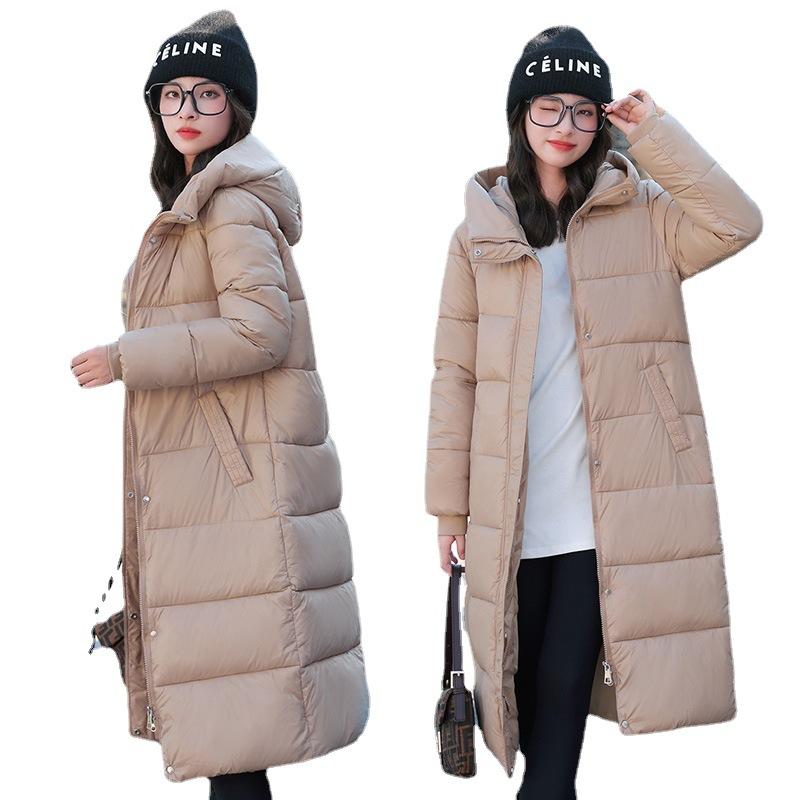 Women's Autumn And Winter Down Cotton Jacket Medium Length Slim Fitting Knee Length And Extra Long Cotton Coat