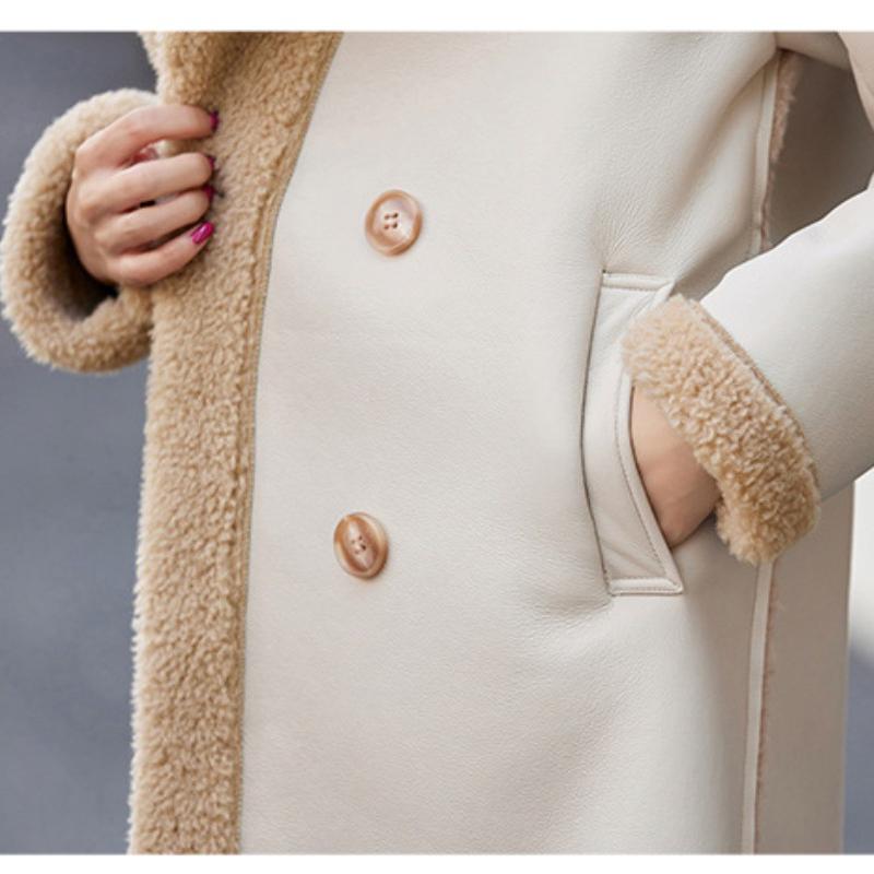 Женское универсальное пальто из замши ягненка, зимнее бархатное утолщенное пальто средней длины с мехом ягненка