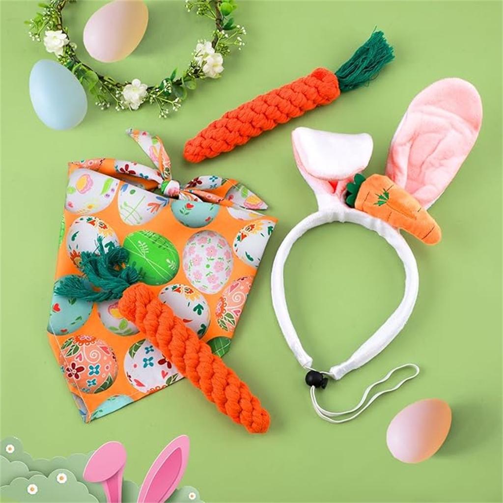 Easter Pet Party Decoration Set, Dog Towel, Headband Decoration Prop Set