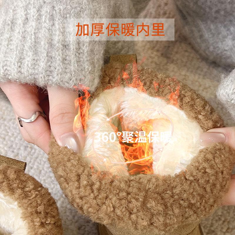 2025 Winter New Warm Platform Bread Cotton Boots Big Head Ugly Cute Snow Boots Women's Velvet Thickened Outdoor Cotton Shoes