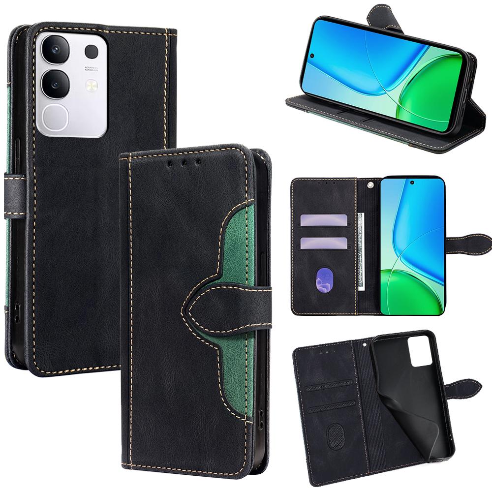 For Vivo Y29 4G Case Leather Wallet Phone Cover with Straw Hat Magnetic Clasp
