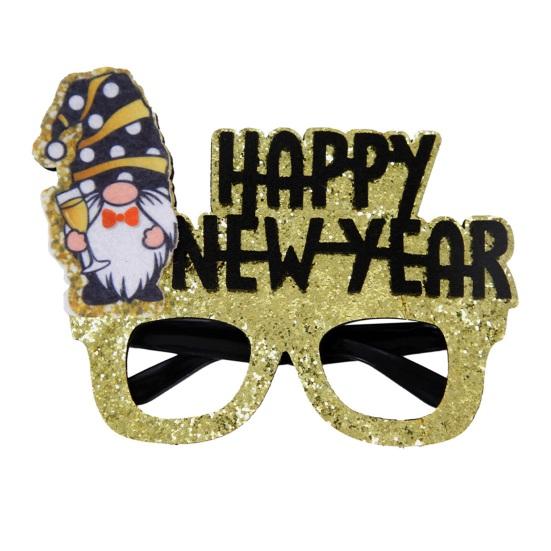 2024 новогодние украшения для вечеринки, очки, реквизит для фотографий, черные и золотые тематические рамки, оправы для очков с новым годом