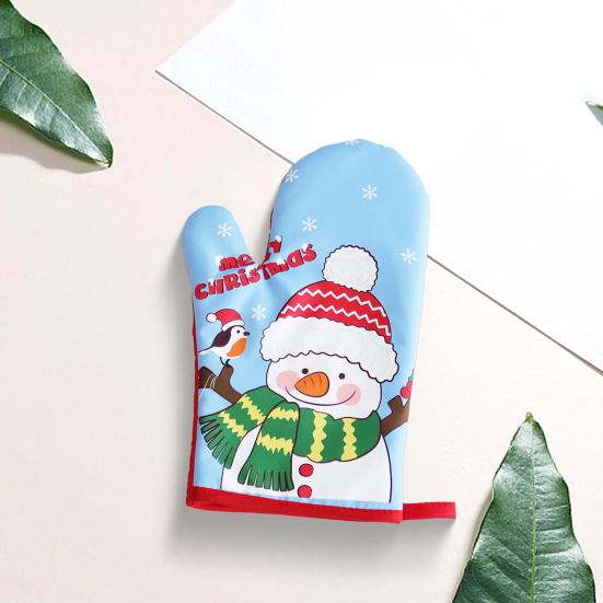 Рождественские утепленные перчатки, термоприхватки для выпечки, дизайн с петлей для подвешивания, термостойкие кухонные перчатки для приготовления пищи, выпечки и гриля