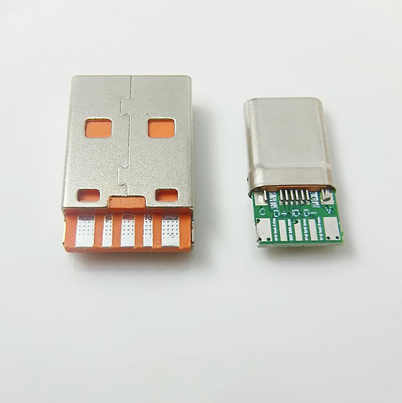 65 Вт USB-C Штекер, 5-жильная Пайка, Оранжевая Резина, Быстрая Зарядка для OPPO, Xiaomi, VIVO, Huawei