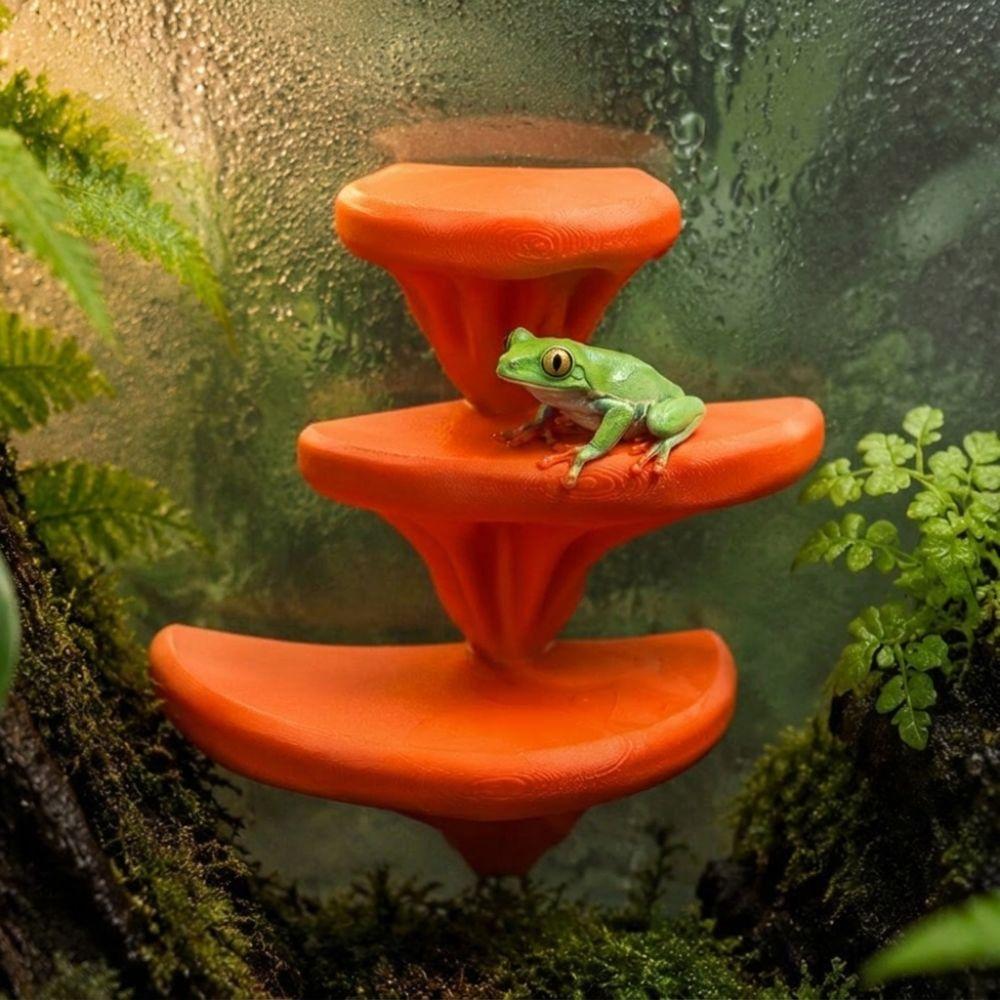 3D Printed Three Layer Mushroom Rack No-Drill Jumping Spider Platform Terrarium