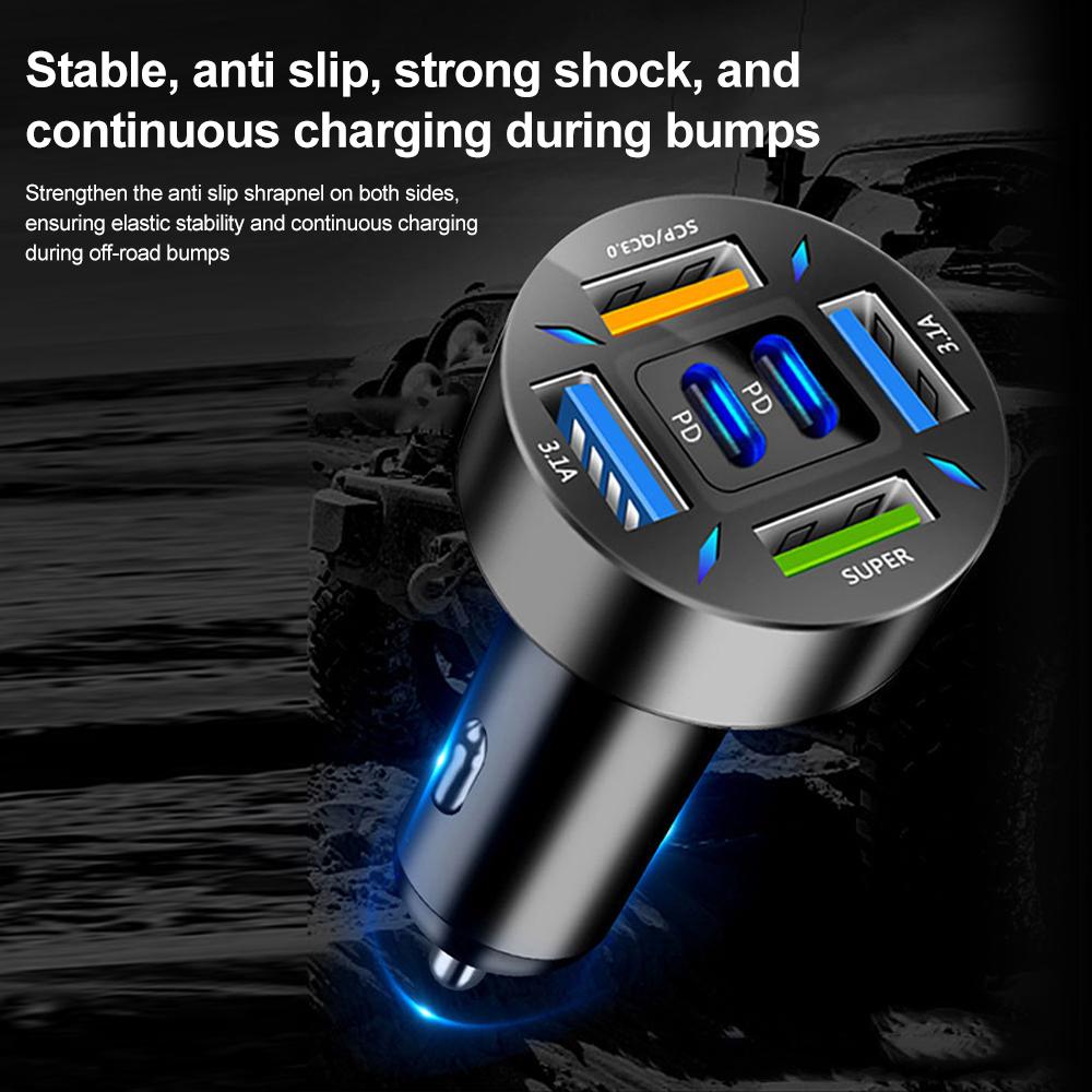 Автомобильное зарядное устройство USB 66 Вт, быстрая зарядка PD QC3.0 с вольтметром, разъем прикуривателя, адаптер питания для iPhone 11 12 Samsung Xiaomi