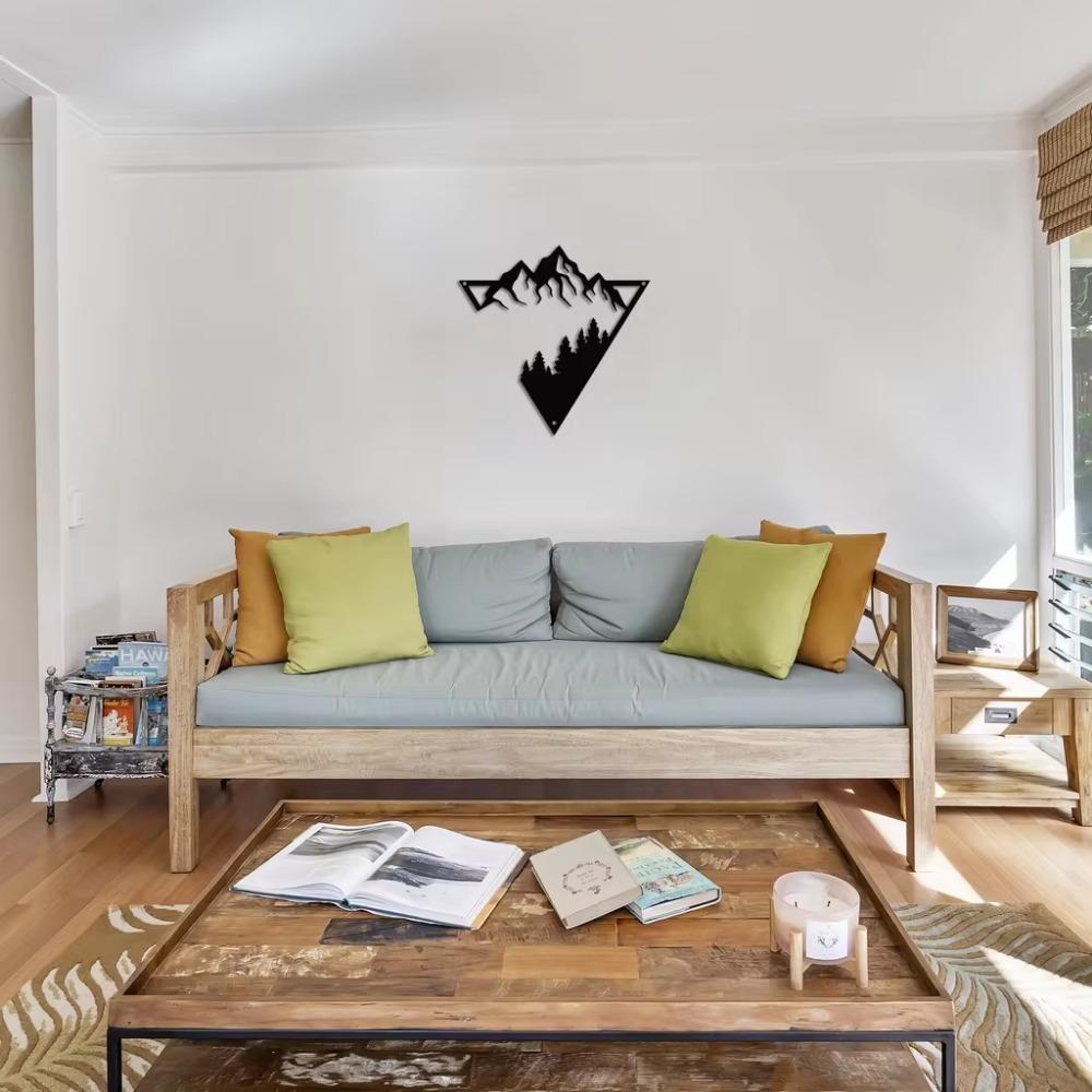 Горный пейзаж Металлическое настенное искусство: Современный декор для спальни, гостиной; Красивое украшение стен дома и офиса