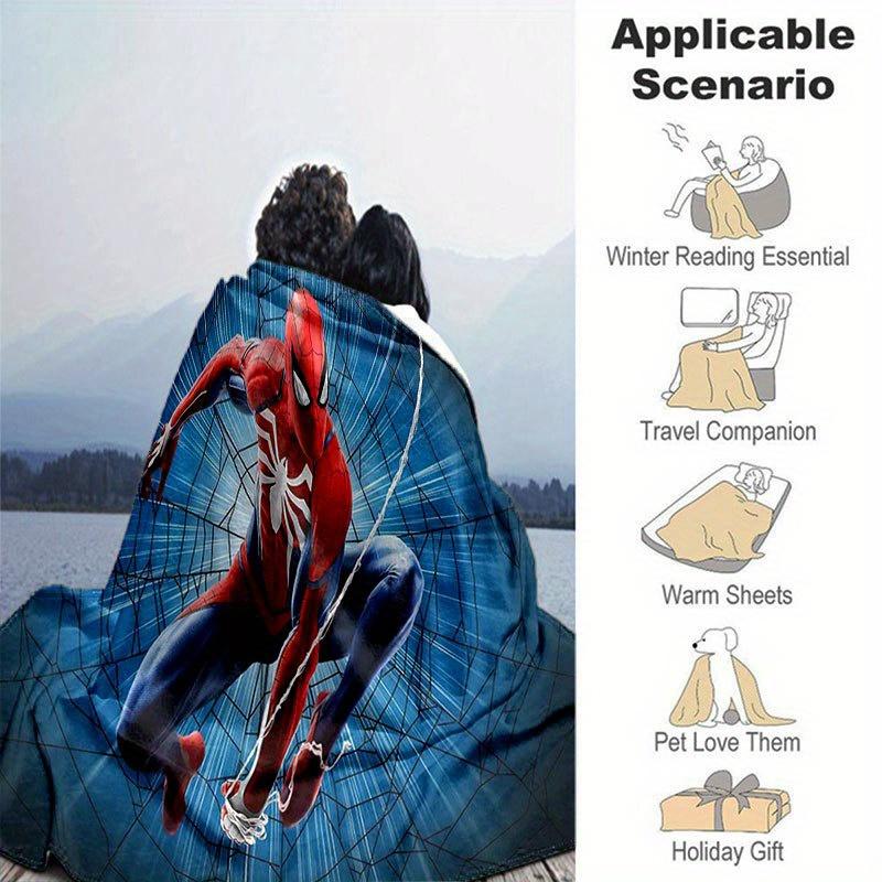 Плед с милым принтом Человек-паук Прямоугольный Мягкий Удобный Современный Стиль Полиэстер