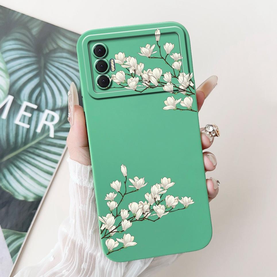 Phone Shell For Tecno Spark 8P Woman Fashion Flower Butterfly Coques For Tecno Spark 9T India Back Covers Soft Liquid Silicone
