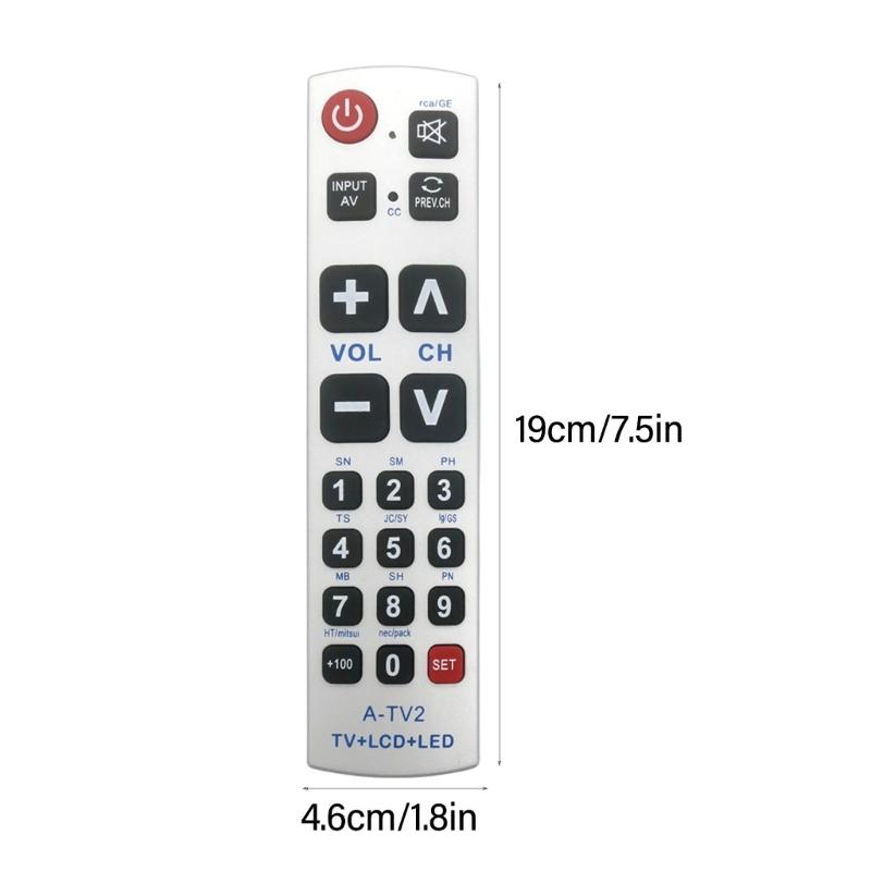 Big Button Universal Remote Compatible for More TV Brands for Elderly Use Replacement Accessory