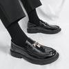 Men's Shoes Spring Dress Business Leather Shoes Men's Casual Leather Shoes Golden Lock Wedding One Pedal Loafers