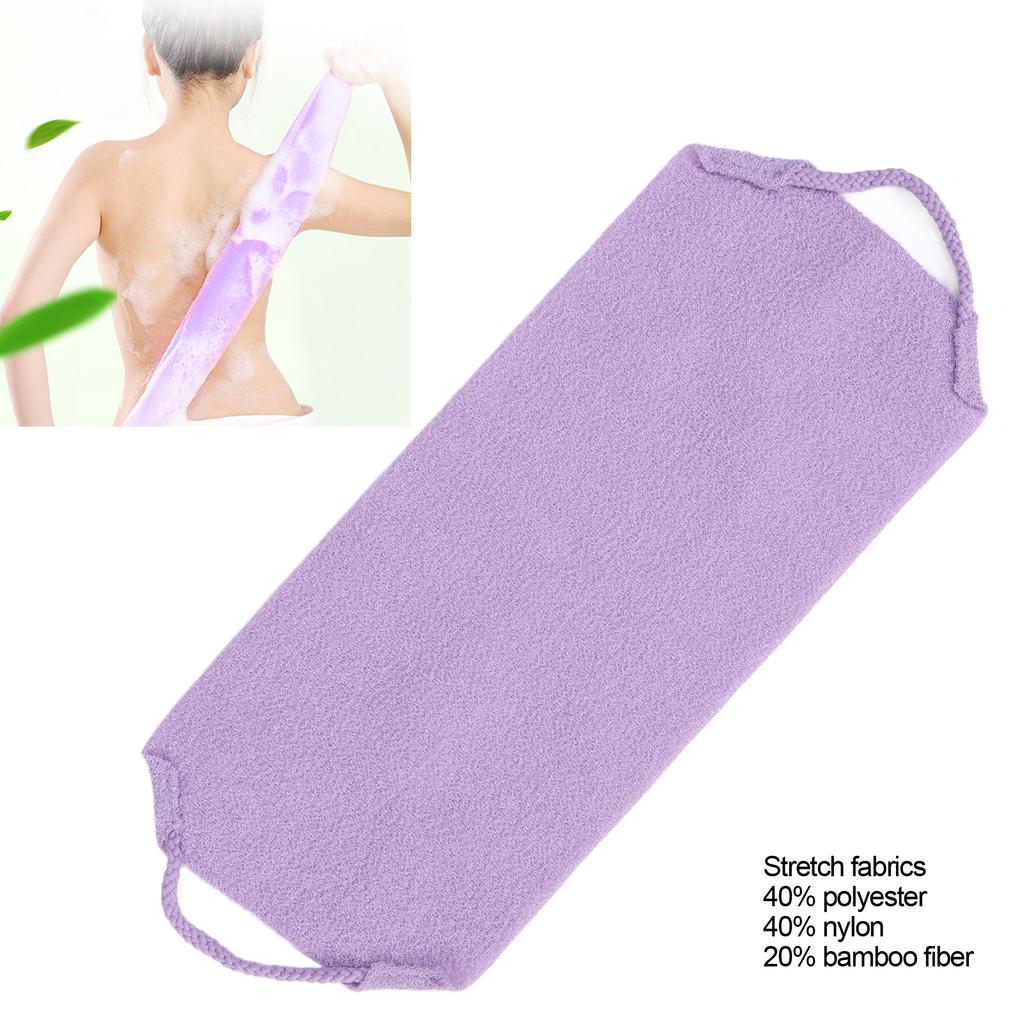 Скруббер для спины Портативный очищающий массажный отшелушивающий ремешок из мочалки с ручками для членов семьи фиолетовый