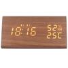 LED Digital Alarm Clock Multipurpose Wooden Clock with Voice Control Humidity Temperature Week Time Display Brown Wood