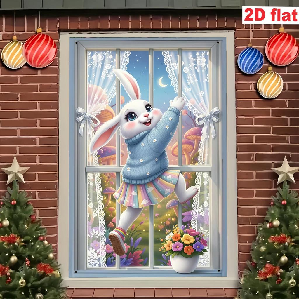 Пасхальный весенний кролик и цветные яйца Подвесной баннер для праздничного украшения