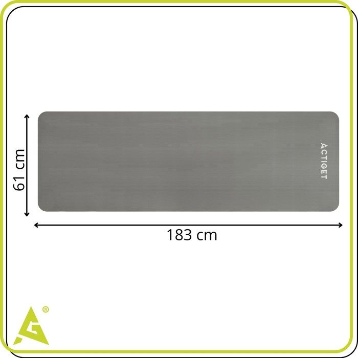 ACTIGET Tapis de yoga, exercice de fitness, antidérapant, 183x61 cm, matelas pilates, gris