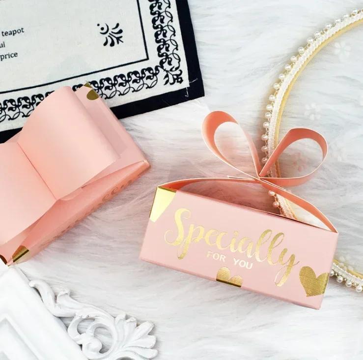 2025 New 10Pcs Party Wedding Favors Cookies Decoration Candy Gift Bag Bow Paper Box As Soap Cookie Candy Little Gift Packaging