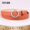 Stall Women'S Non-Porous Round Buckle Belt, Jeans Belt, Student Simple Decorative Thin Belt