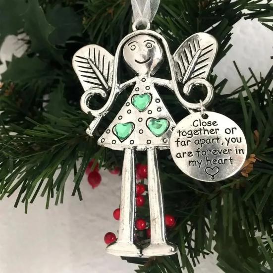 Christmas Tree Alloy Hanging Decoration Girl Love Heart Snowman Reindeer Shape Hanging Ornament Friends