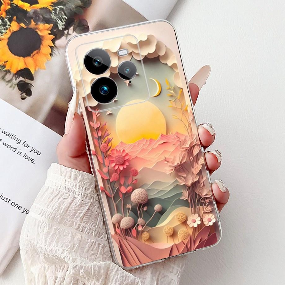 Soft Liquid Silicone Back Cover For Realme GT7 Pro RMX5011 Phone Case Marble Gothic Style Cartoon Bumper Shell Realme GT 7 Pro