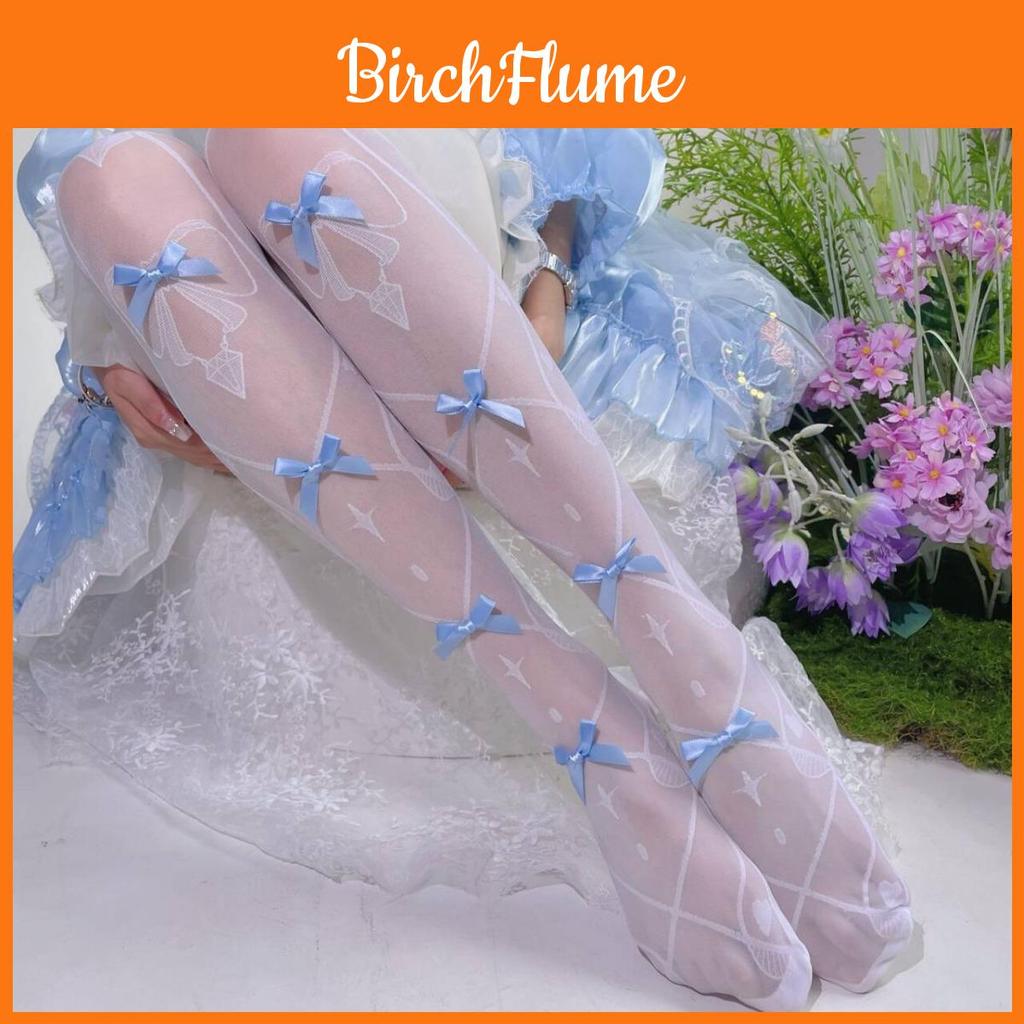 Lolita Overtheknee Stockings With Butterfly Bow Summer Sheer Nylon For Women