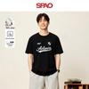 Мужская повседневная футболка SPAO с коротким рукавом, 100% хлопок, в американском стиле