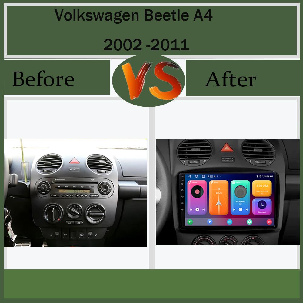 2Din Carplay Android 14 для Volkswagen Beetle A4 2002 - 2011 GPS-навигация автомобильное радио мультимедийный плеер автомагнитола головное устройство Wifi