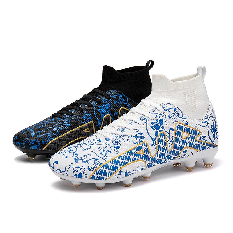 New football shoes men's and women's breathable mandarin duck color high-top long and short nails football shoes grass large size training shoes