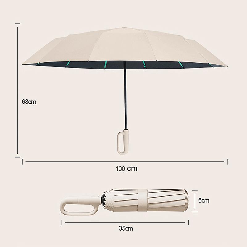 Полностью автоматический зонт, складывающийся в обратном направлении, с ветрозащитной светоотражающей полосой, УФ-зонты для мужчин и женщин, ручка-карабин для путешествий