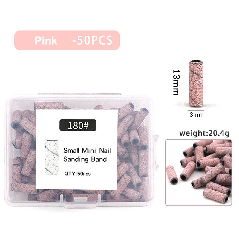 Versatile 3mm Nail Drill Bits 50 Pcs Set Effective Sanding Bands for Gel Acrylic Polish Treatment