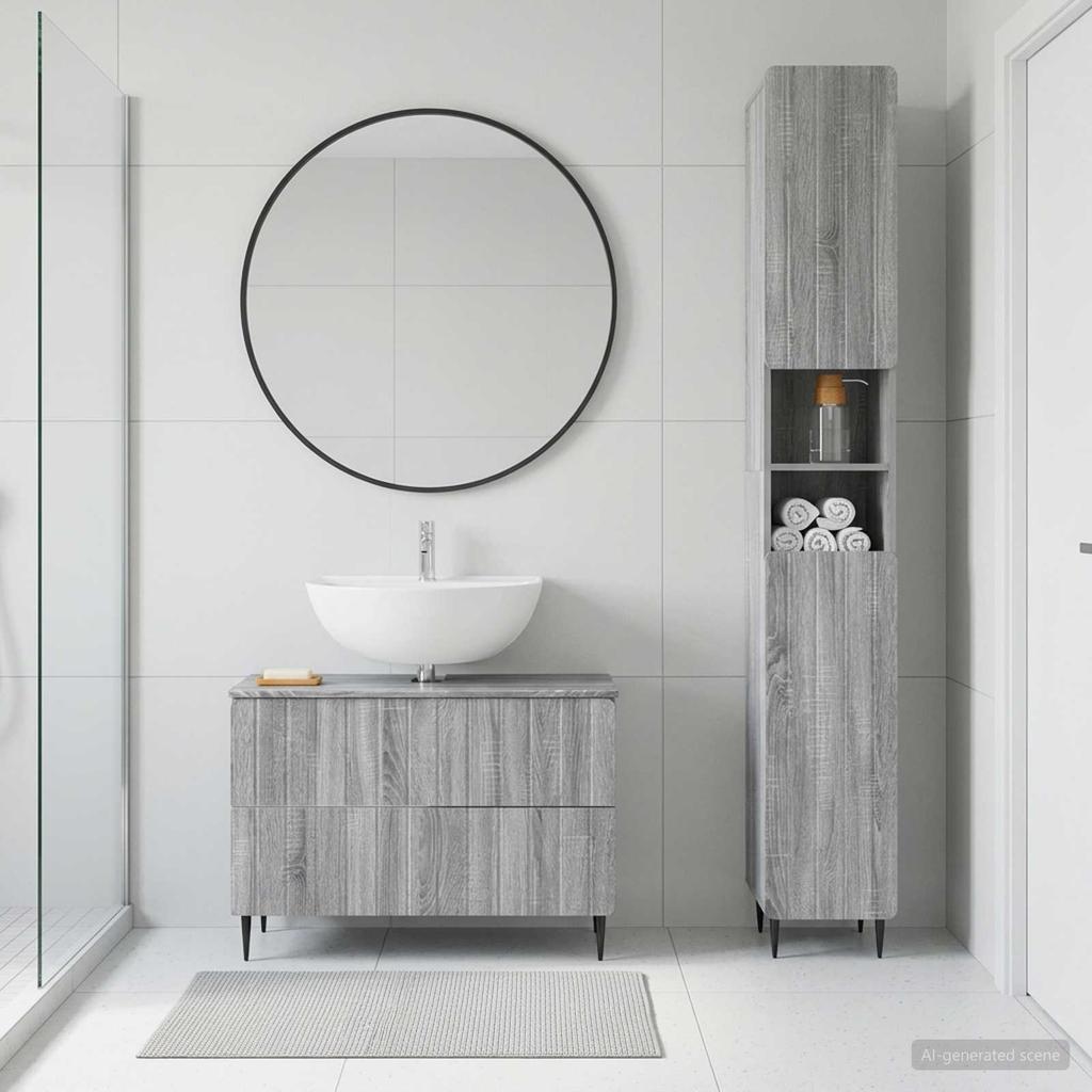 2 Piece Bathroom Cabinet Set ZWOLLE Sonoma Grey
