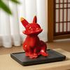 Cinnabar Fox Ornament Red Fox Figurine Miniature Fox Statue Sculpture Car Dashboard Home Office Feng Shui Decoration