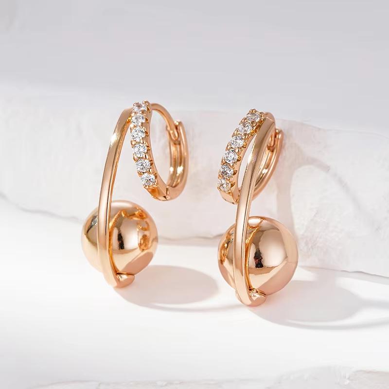 Серьги-кольца с подвеской Golden Ball из циркония для женщин, модная бижутерия