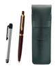 Пенал из зернистой кожи, цвет мох, металлическая сенсорная панель, серебристый и евро-стиль, латунные детали, набор шариковых ручек с выстукивающим механизмом, красный SASMG-ALST-NXB-R