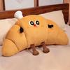 Yousheng Croissant Shaped Stuffed Pillow Cute Plush Croissant Pillow with Legs Back Cushion Lumbar Support Pillow for Sofa Bed Couch