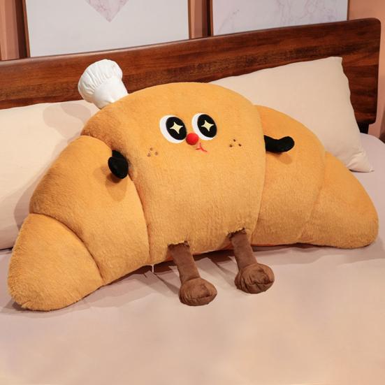 Yousheng Croissant Shaped Stuffed Pillow Cute Plush Croissant Pillow with Legs Back Cushion Lumbar Support Pillow for Sofa Bed Couch