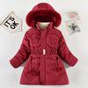 Зимнее хлопковое пальто на толстом флисе для девочек, модный стиль, средней длины, с приталенным дизайном