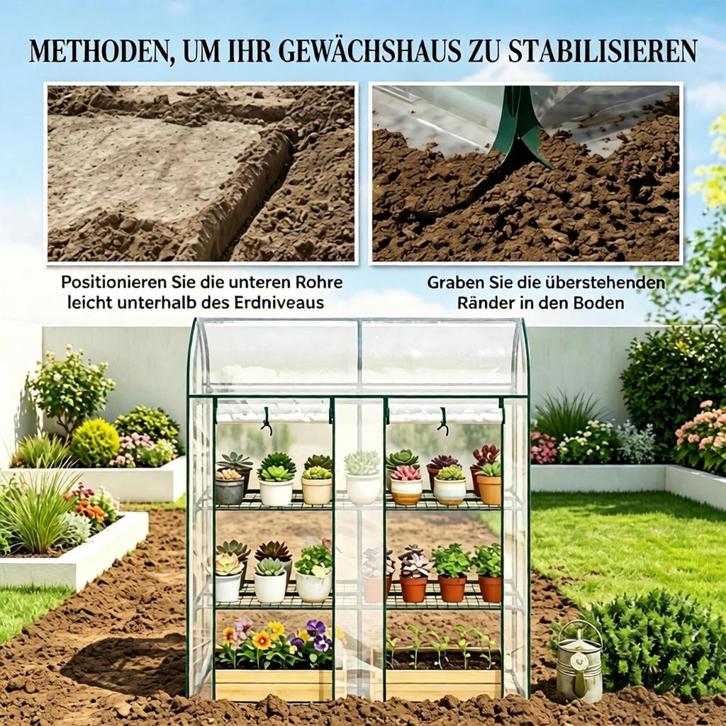 Small Balcony Greenhouse 3 Levels, Garden Greenhouse with PVC Cover and Steel Frame