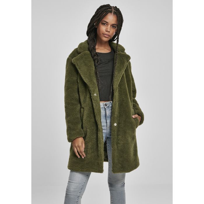 Parka femme - Urban Classic - Oversized - Couleur olive - Style workwear - Col en fourrure teddy