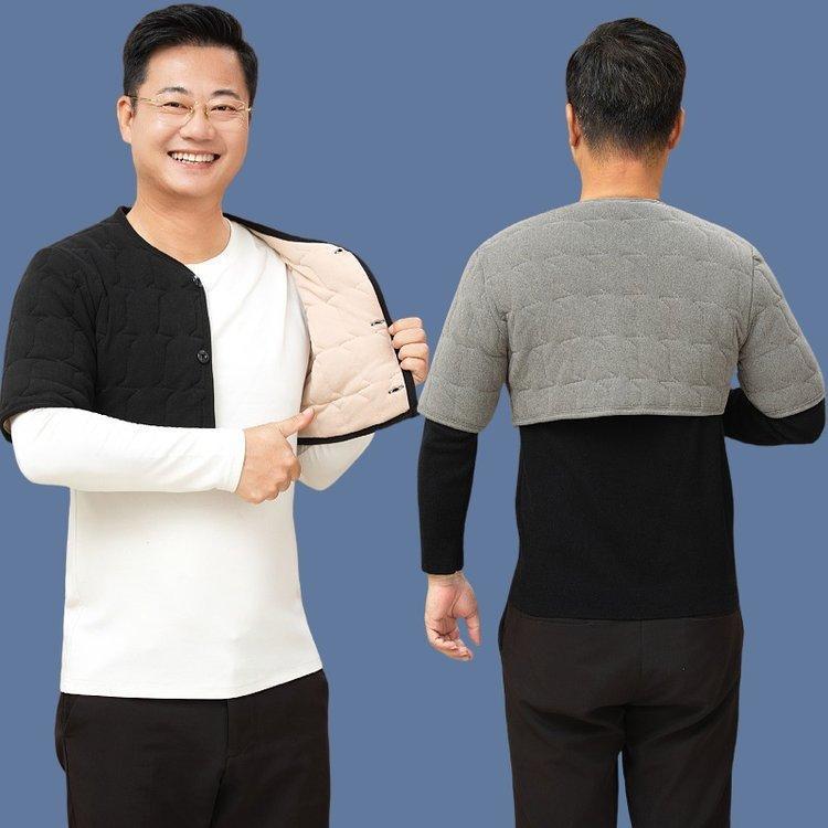 Мужской зимний бархатный стеганый жилет - Теплый, свободного кроя, с защитой плеч и шеи для людей среднего и пожилого возраста