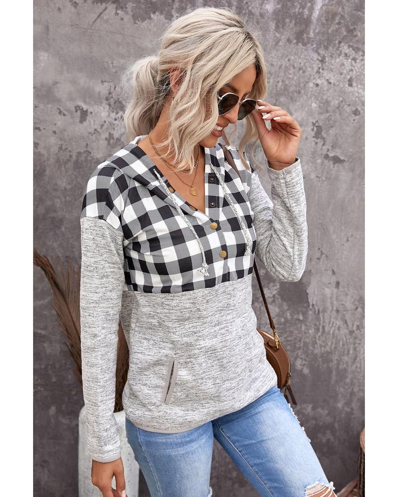 Azura Exchange Толстовка с капюшоном в клетку с карманами