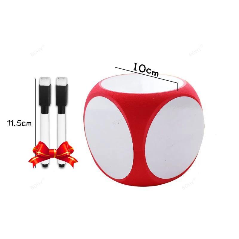 1PC DIY Blank Dice Write On/Wipe Off Dice Portable Cleanable Blank Game Cubes for Classroom Teaching Dry Erase Outside Dice