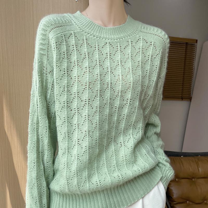 Женский кашемировый свитер Qinghe Cashmere 30% кашемир 70% шерсть Осень и зима Кашемировый пуловер Ручная работа Мягкий и теплый