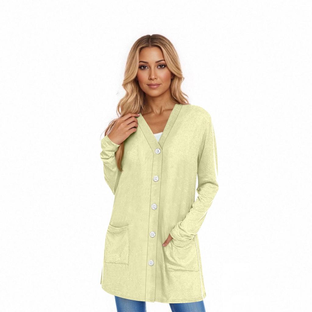 Women's Long Sleeve Cardigan Casual Jacket With Pockets Top