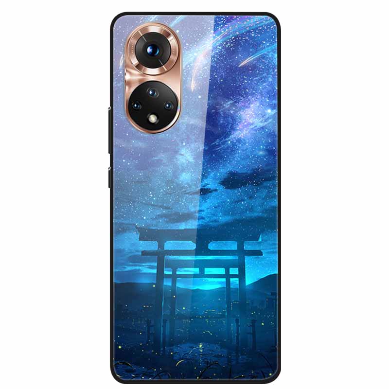Чехол для Honor 50 Мультяшный Закаленное Стекло Задняя Крышка Жесткий Чехол Для Телефона Huawei Honor 50 Pro NTH-AN00 NTH-NX9 Fundas Coque