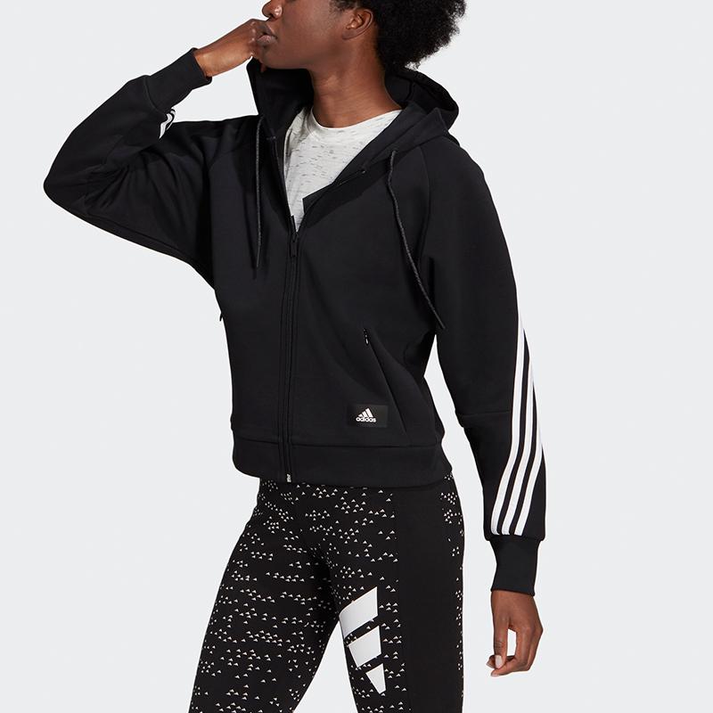 adidas W Fi 3S Fz Hd Повседневная спортивная толстовка с капюшоном Женская куртка черная GL0339