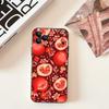 Узор 'Цветок граната' Для iPhone 17,16,15,14,13,12,11,Pro,Max,Plus,E,SE4,Air,Mini Черный Мягкий Чехол для Телефона