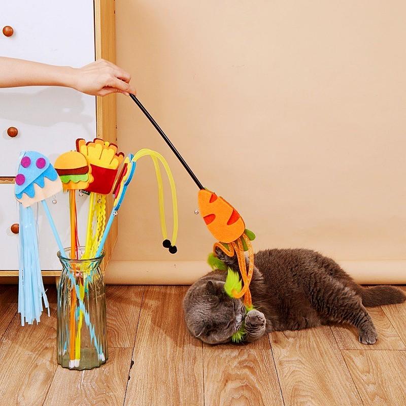 Игрушка для кошек Палочка с кисточкой Игрушки для кошек Интерактивная палочка-дразнилка с перьями для котят Бабочка Дразнилка для кошек Милая игрушка для кошек с колокольчиком Товары для домашних животных