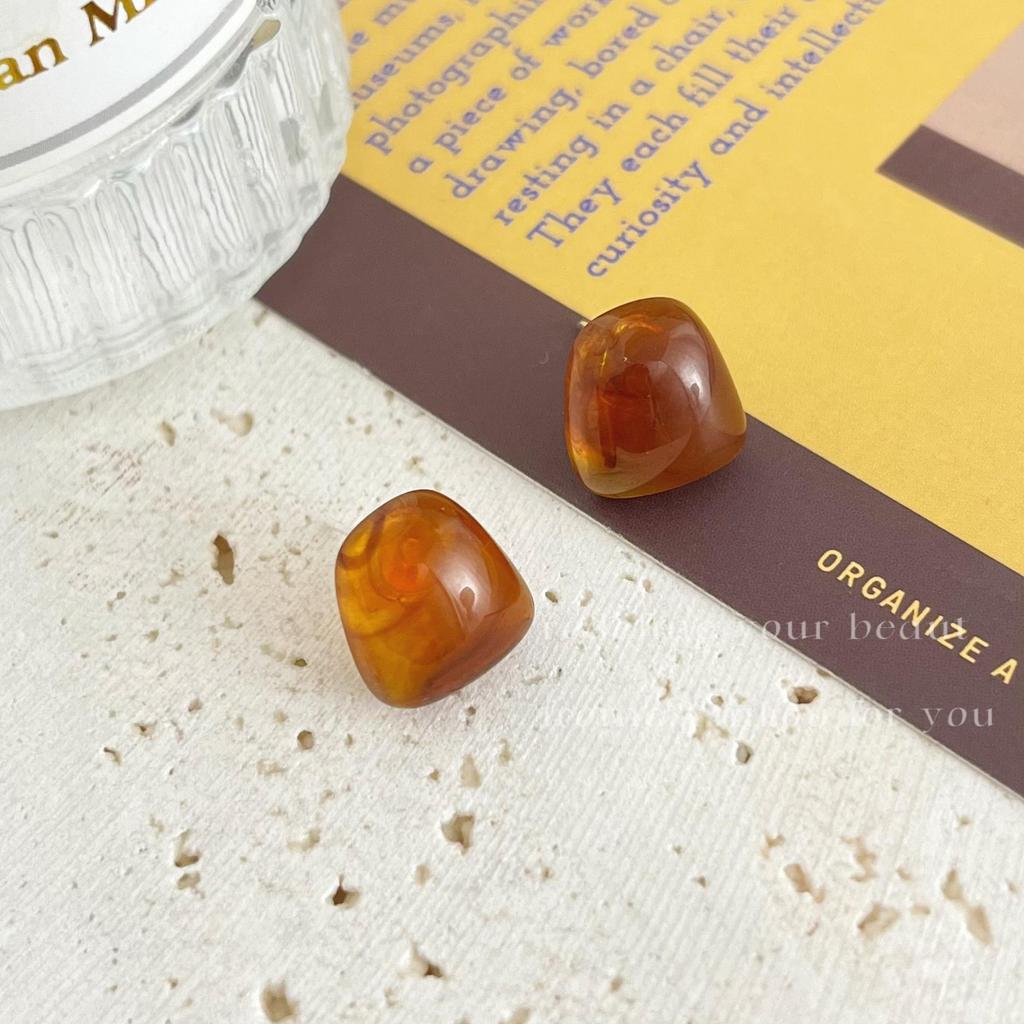 «Серьги-иглы Майяра 925»: "Янтарный жемчуг в стиле ретро для осени/зимы"